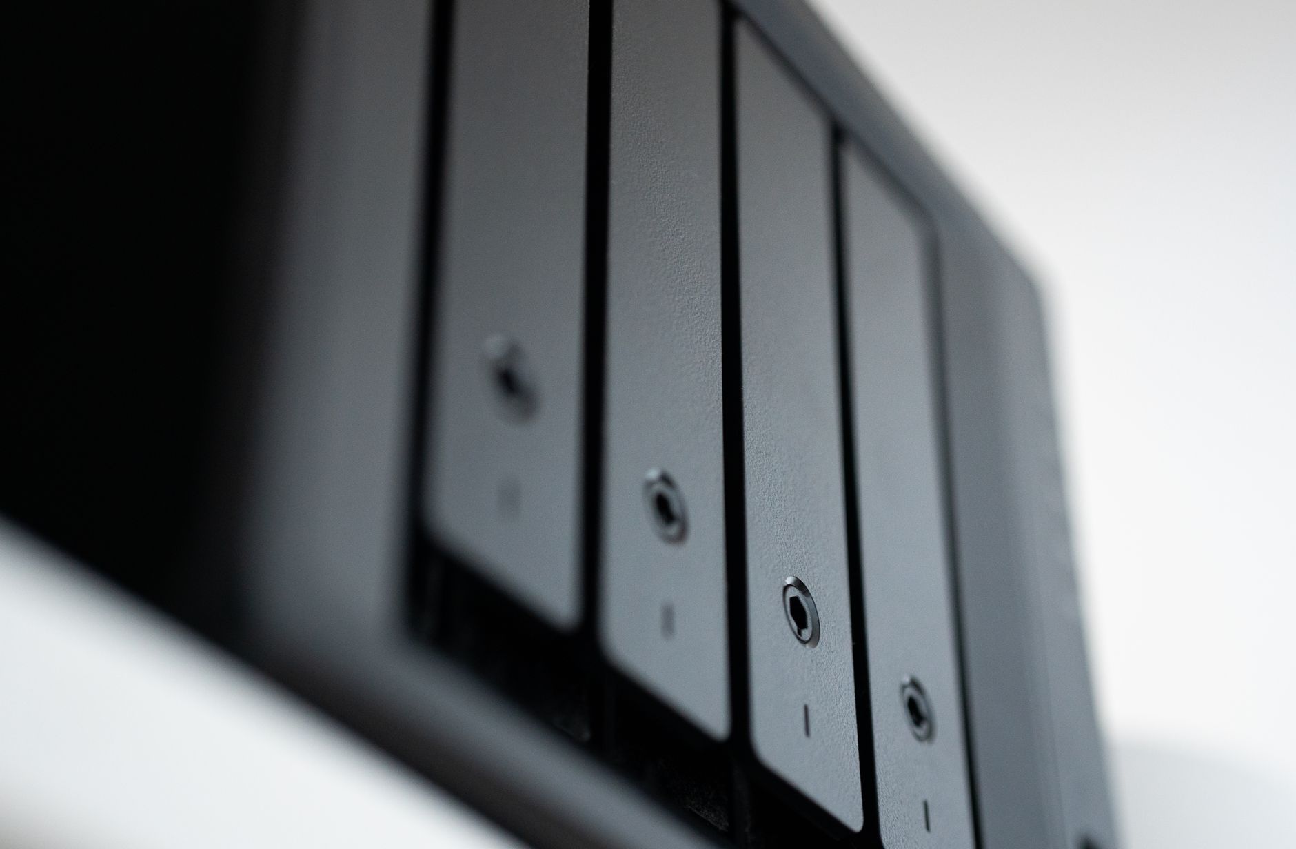 Data center network racks close up